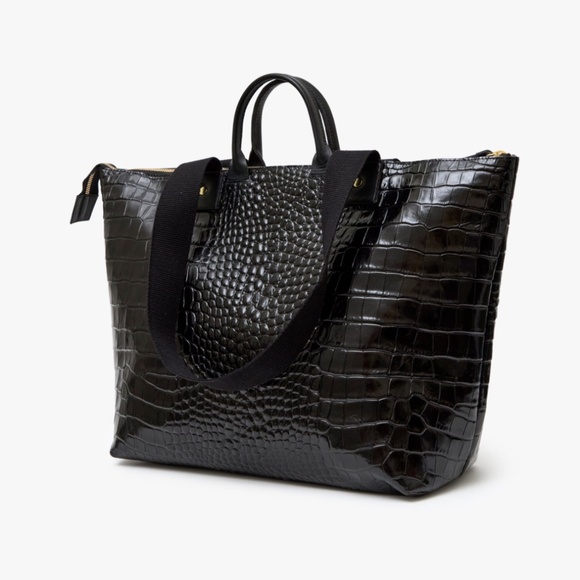 Clare V. Le Zip Sac Tote — Black Patent Croco - Picture 3 of 6